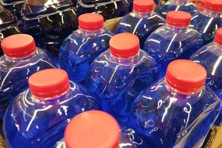 Bottles of antifreeze lined up.
